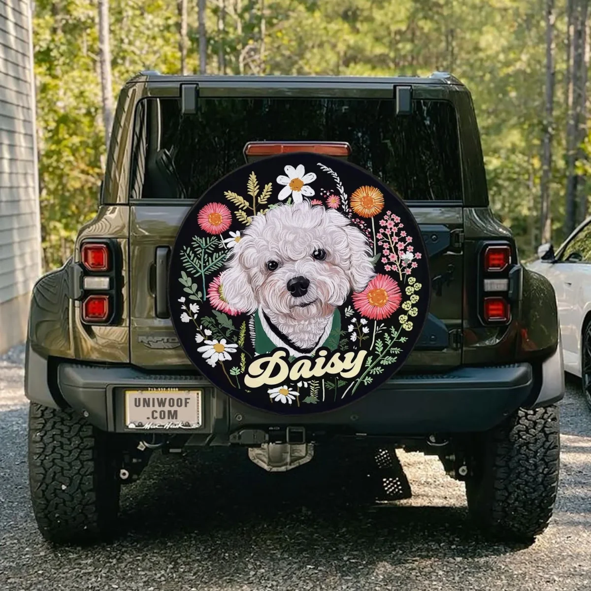 floral hand drawn pet portrait spare tire cover lflof