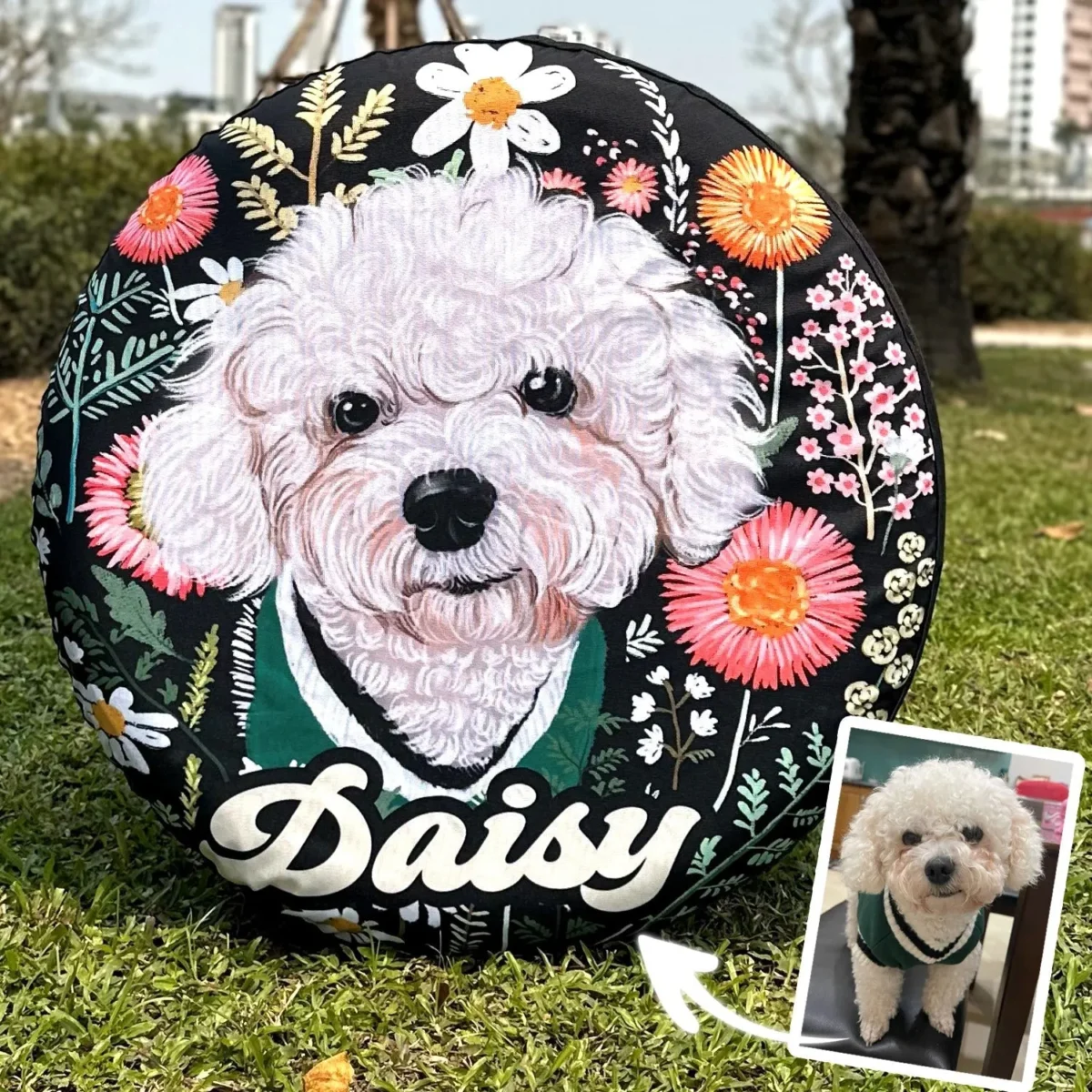 floral hand drawn pet portrait spare tire cover ytirv