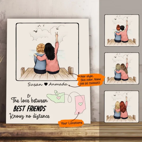 Personalized best friend birthday gifts Canvas Print Long Distance Relationship