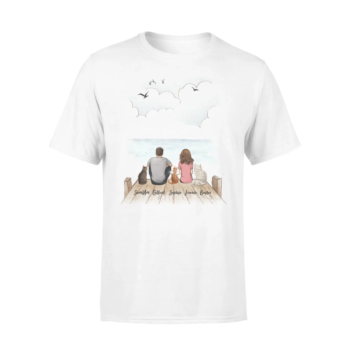 personalized cat mom dad t shirt gifts for cat lovers cat couple wooden dock 2408 6cm1z