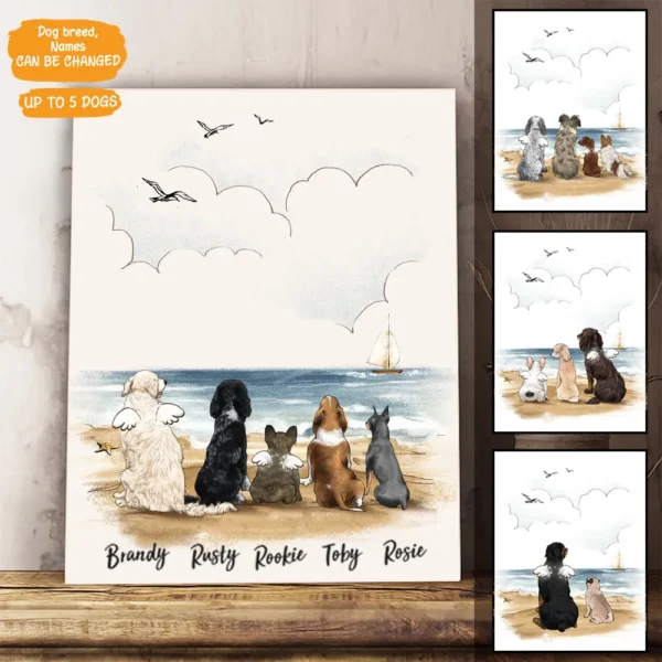 Personalized custom dog canvas print canvas art - Beach