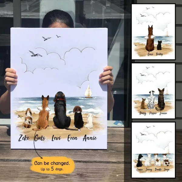 Personalized custom dog canvas print canvas art - Beach