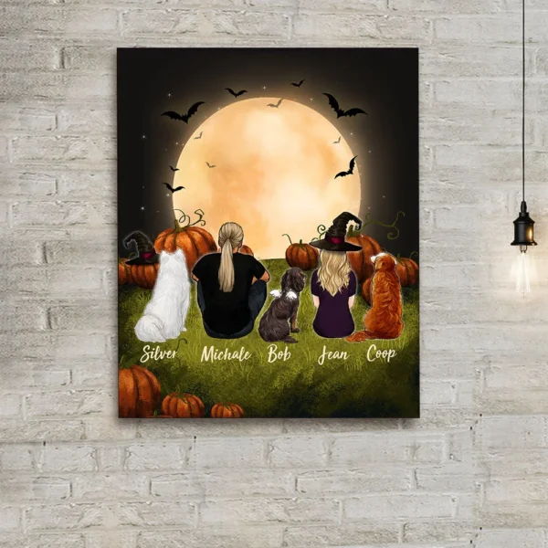 Personalized custom dog & couple canvas print canvas art Halloween