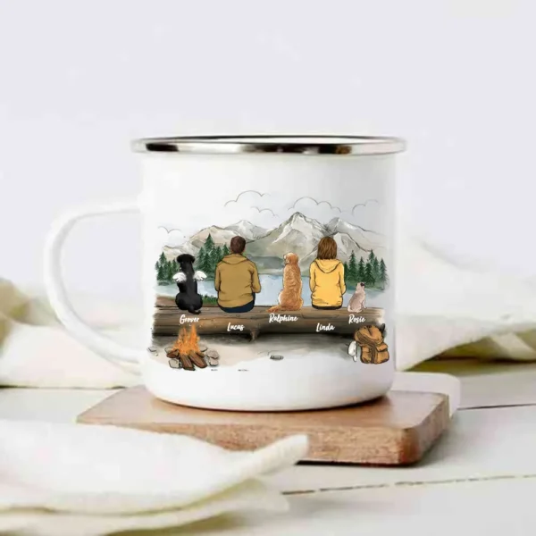 Personalized Dog And Owner Mugs - Dog Campfire Mug Gifts - Dog & Couple - A Novsend Original Gift