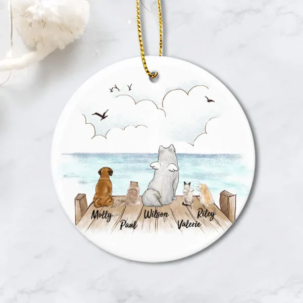 Personalized Dog & Cat - Wooden Dock Ornament - Christmas Ceramic Ornament Gifts For Dog Cat Lovers
