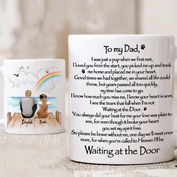 Personalized dog memorial gifts - Coffee Mug Waiting at the Door - Rainbow bridge - A Novsend Original Gift