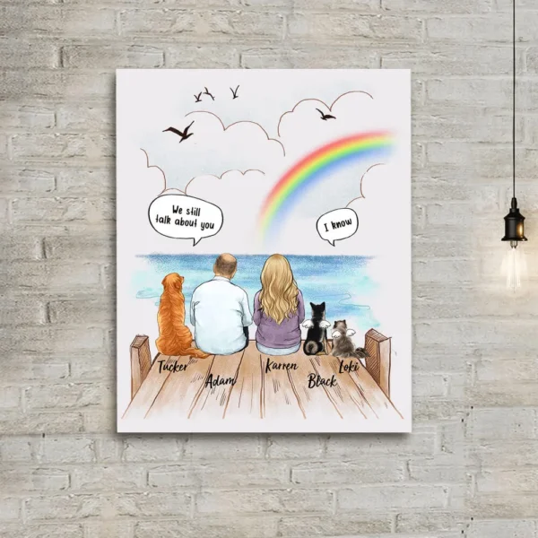 Personalized dog memorial gifts Canvas Print Still talk about you conversation - Wooden Dock