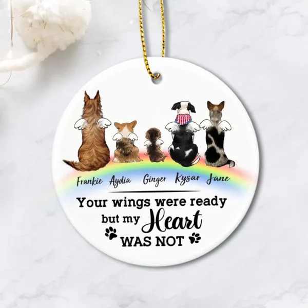 Personalized Dog Memorial Rainbow Bridge Christmas Ceramic Ornaments