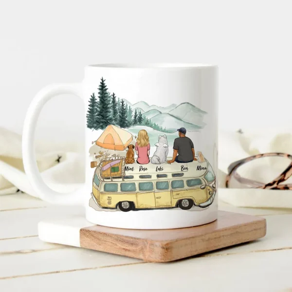 Personalized dog mug gifts for dog lovers - Dog & Couple - Camping - A Novsend Original Gift