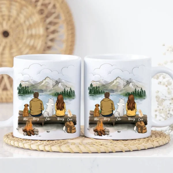 Personalized dog mug gifts for dog lovers - DOG & COUPLE - Hiking - Mountain - A Novsend Original Gift