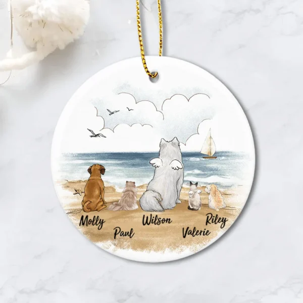 Personalized Family Ornaments With Dog & Cat - Personalized  Christmas Ceramic Ornaments