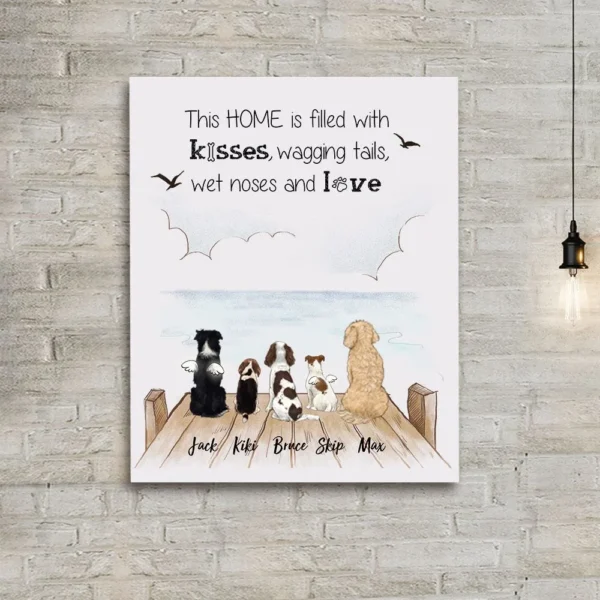 Personalized gifts for dog lovers Canvas Print Wall Art - Wooden dock - Filled with kisses