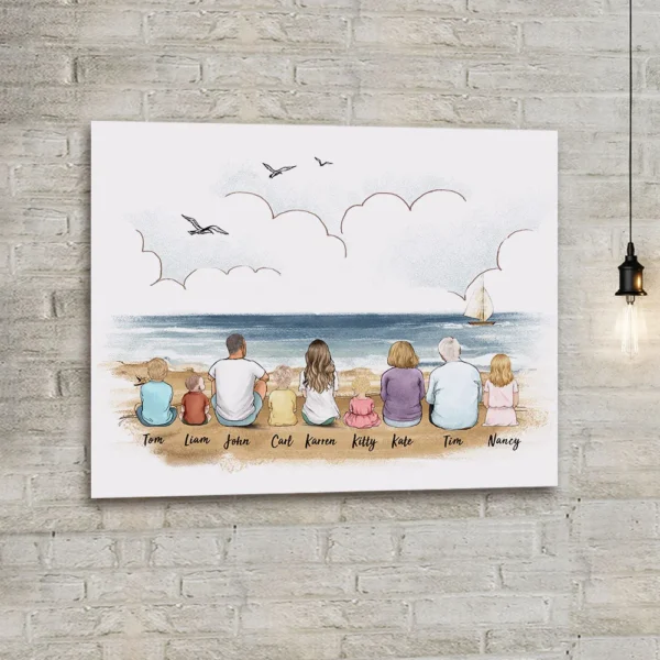 Personalized gifts with the whole family Canvas Print - Beach