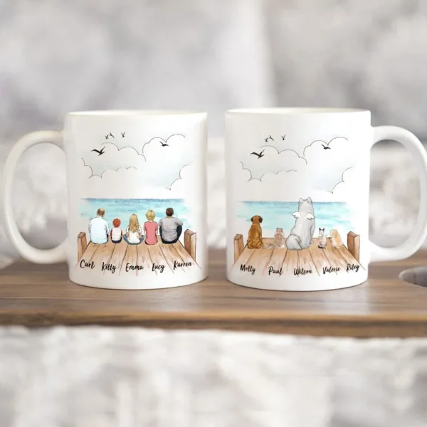 Personalized Mug With Family & Dog, Cat - Gifts For Family - A Novsend Original Gift