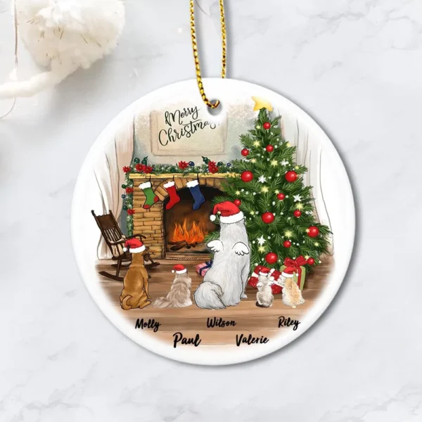 Personalized Pet Ornament With Name - Christmas Dog Ornament, Custom Cat Ornament
