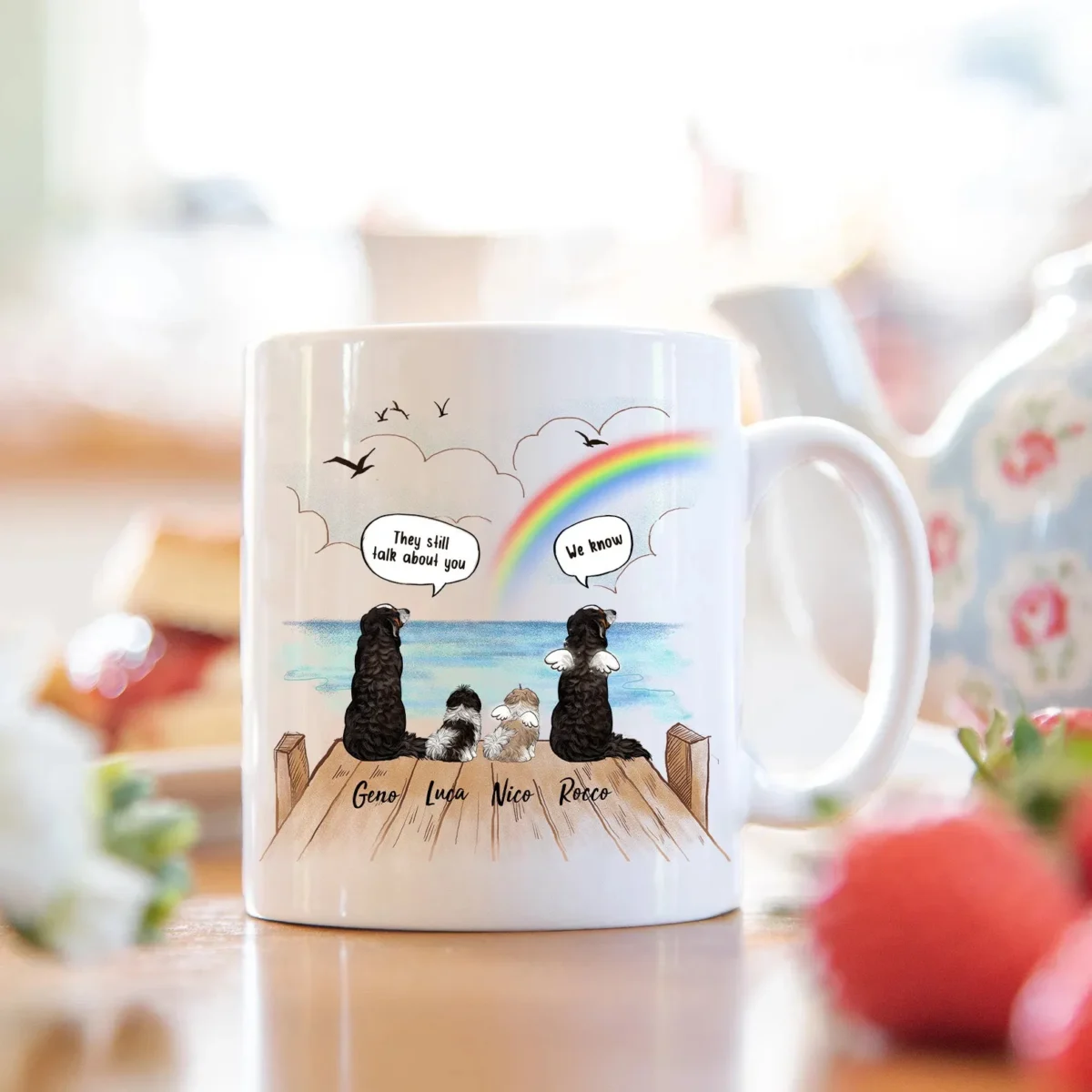 pet memorial mug personalized dog memorial gifts rainbow bridge they still talk about you mug wooden dock gqyva
