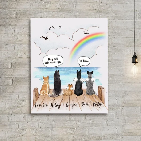 Personalized Dog Memorial Gifts - Rainbow bridge - Canvas Print - They Still Talk About You