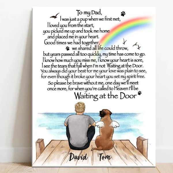 Waiting At The Door - Dog Memorial Canvas - Personalized Dog Memorial Gifts - Rainbow Bridge
