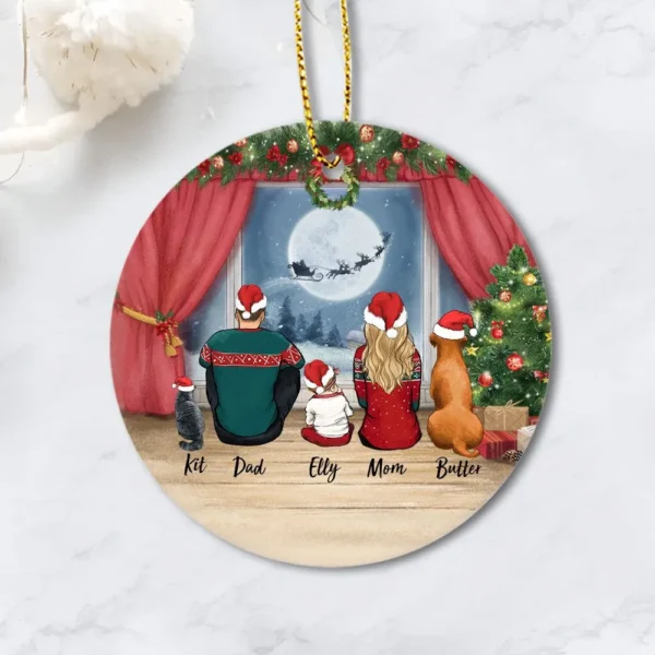 Waiting For Santa - Dog Ornaments - Personalized Family Dog, Cat Ceramic Ornament