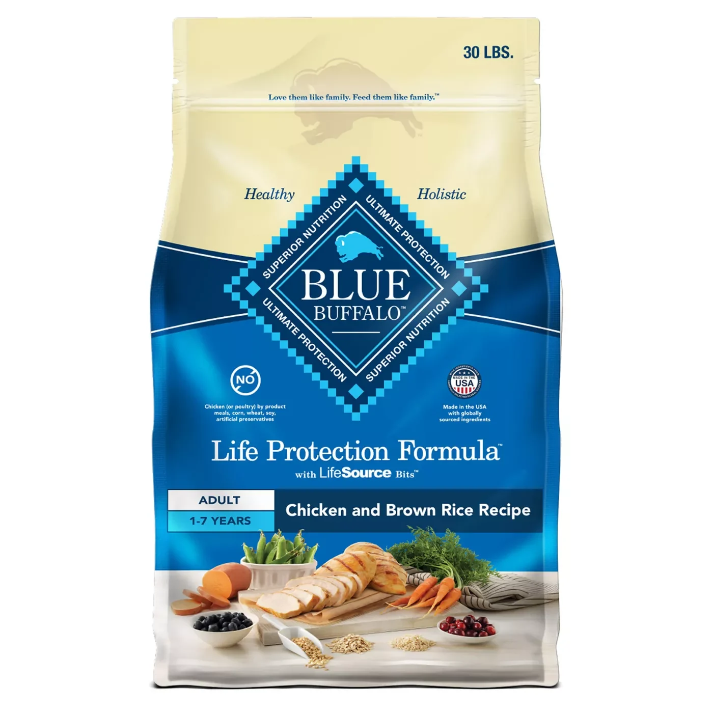 Adult Dry Dog Food with Chicken & Brown Rice for Life Protection Nutrition by Blue Buffalo (18) Adult Dry Dog Food with Chicken Brown Rice for Life Protection Nutrition by Blue Buffalo 18