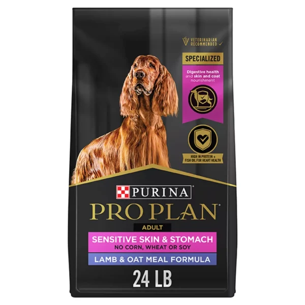 Adult Dry Dog Food with Lamb & Oat Meal for Sensitive Skin and Stomach, Free from Corn, Wheat, and Soy by Purina Pro Plan