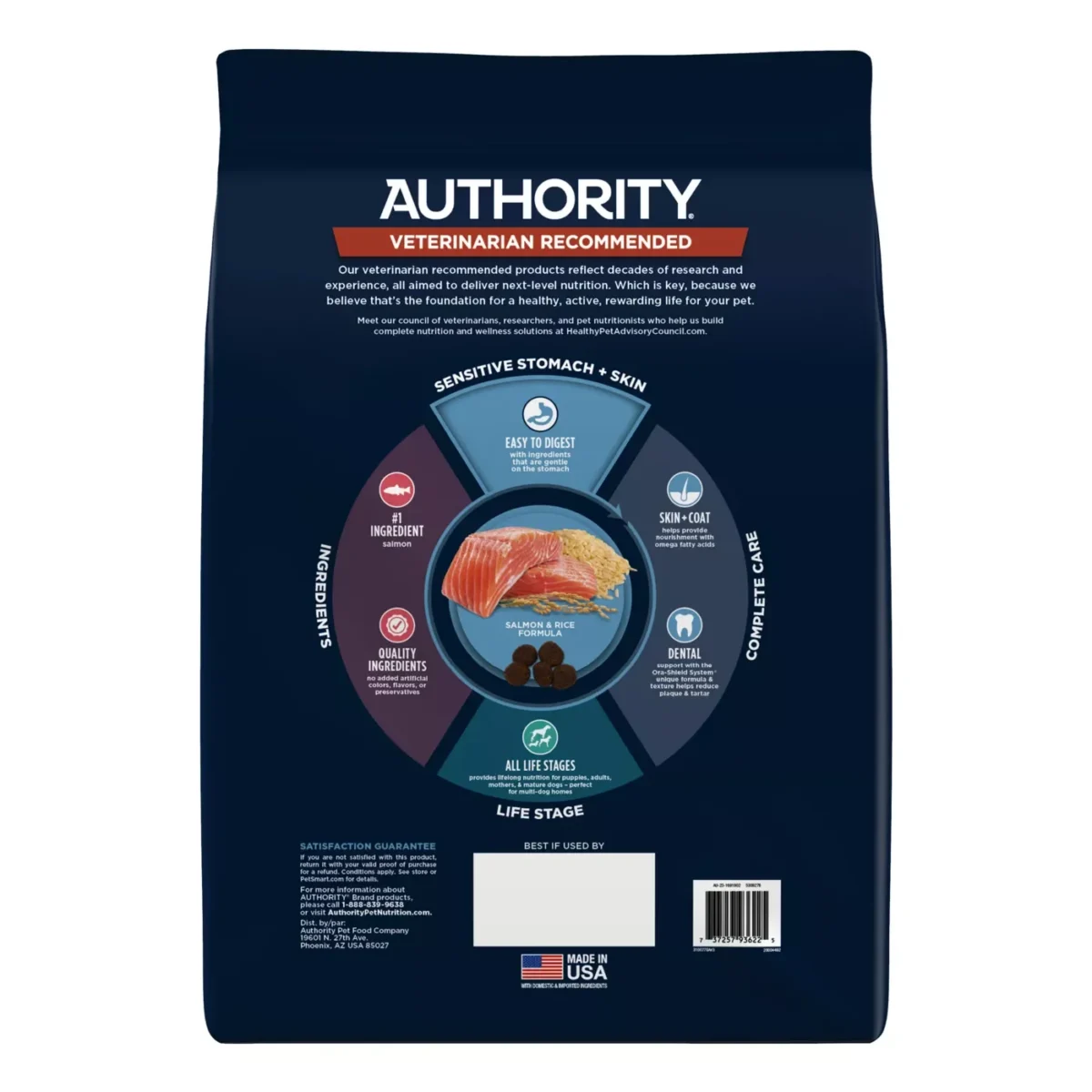 All Life Stages Dry Dog Food with Salmon Rice for Sensitive Stomach and Skin by Authority 12