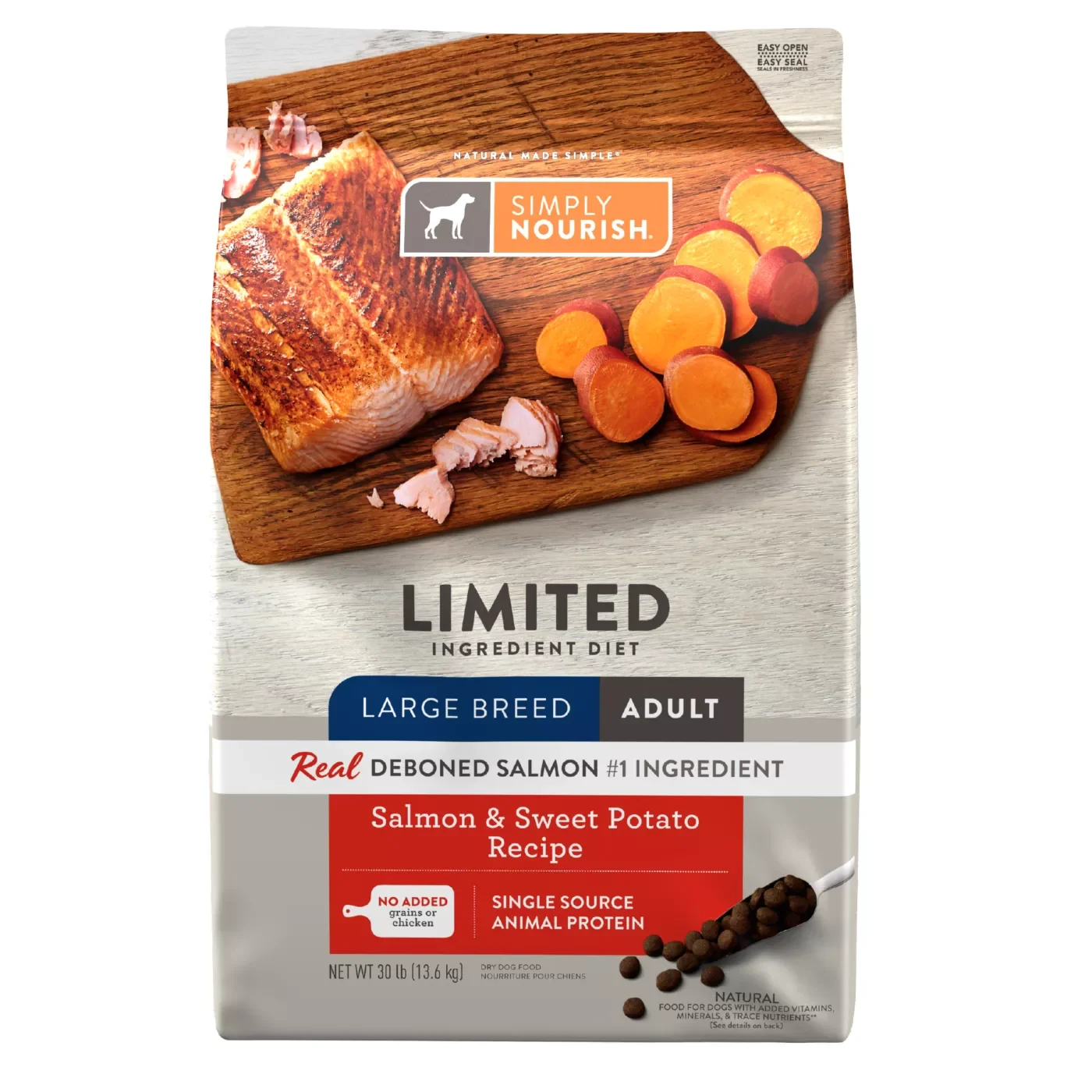 Simply Nourish Large Breed Adult Dog Food - Salmon & Sweet Potato Recipe (8) Simply Nourish Large Breed Adult Dog Food Salmon Sweet Potato Recipe 8